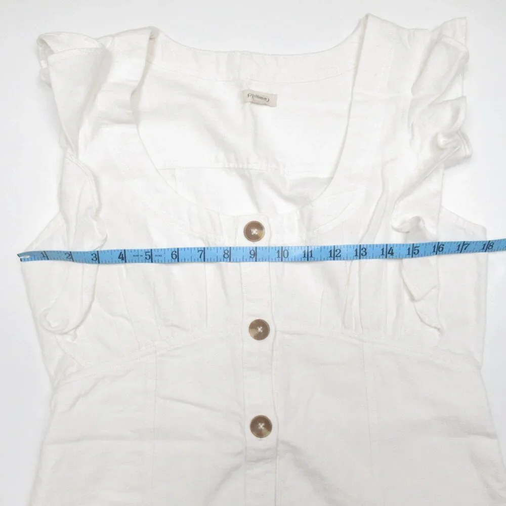 NWOT Anthropologie Pilcro Scoop-Neck Ruffle-Sleeve Buttondown Dress White Sz 10 - Picture 6 of 11